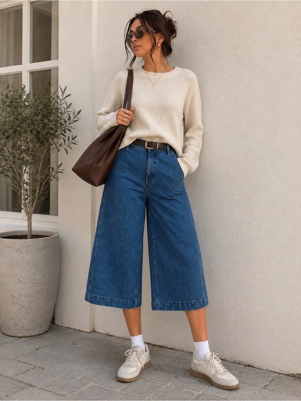 EVERLANE The Denim Culotte Crop Jeans Scandi Girl Coastal Size 31